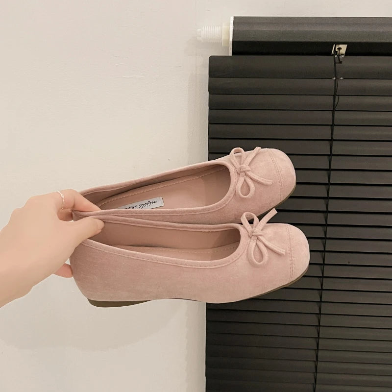 Women's Butterfly-Knot Mary Jane Ballet Flats Slip-On Ballet Flats Axl Pink 35