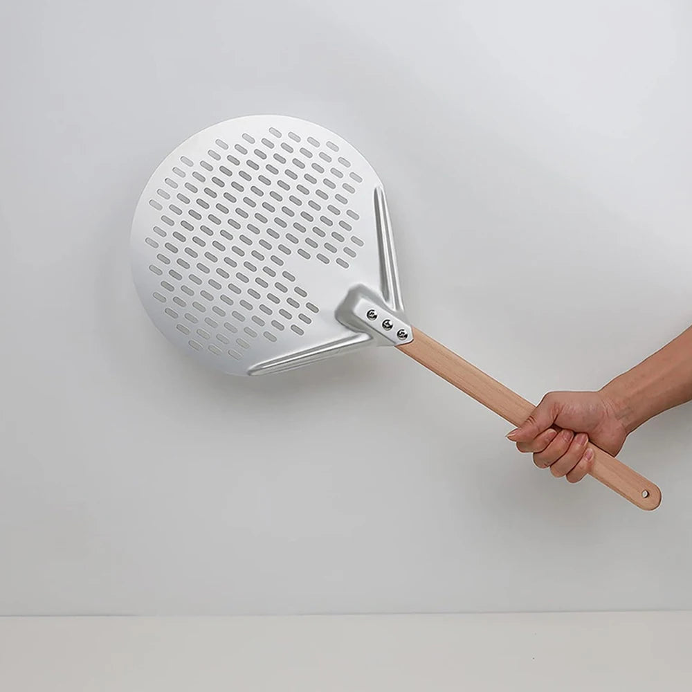 12/14 Inch Perforated Pizza Turning Peel | Anodized Aluminum Pizza Peel Axl