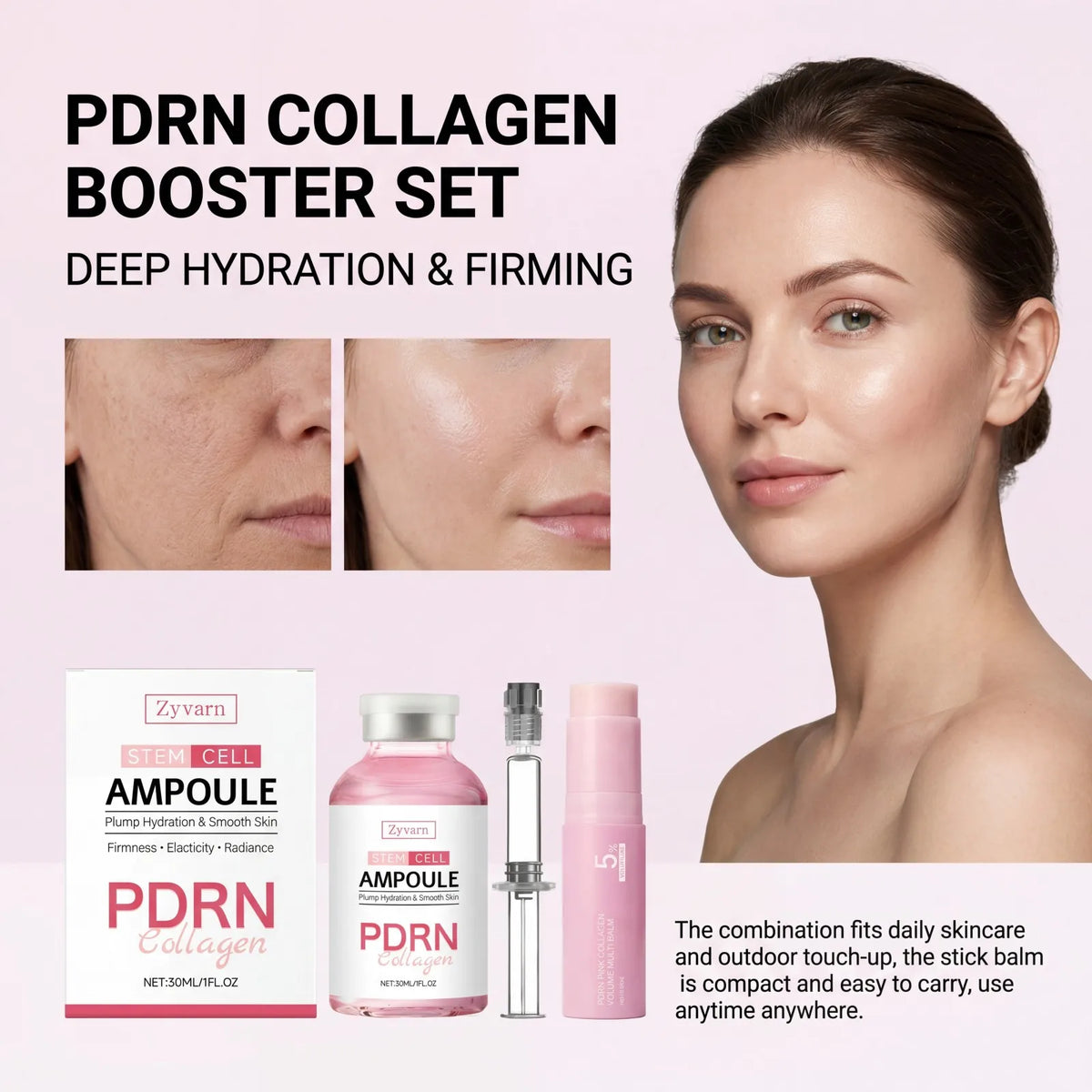PDRN Collagen Ampoule & Plumping Balm Set – Hydrating Skincare Skincare Ampoule Set Axl