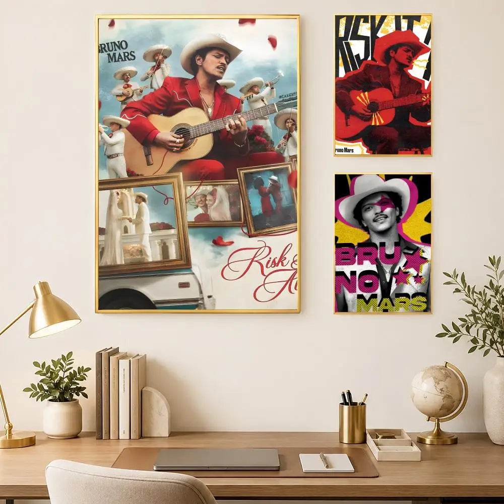 Bruno Mars HD Self-Stick Wall Art Poster – Waterproof Decor Wall Art Poster Axl