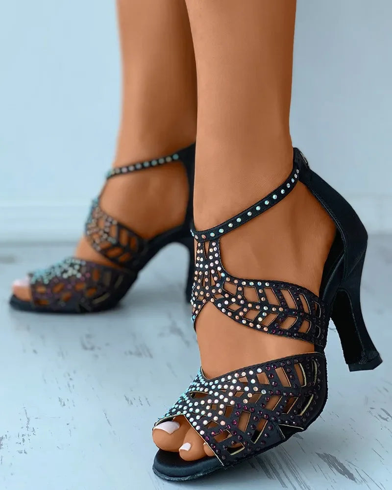Women's Rhinestone Stiletto Sandals – Ankle Strap Party Heels Stiletto Sandals Axl