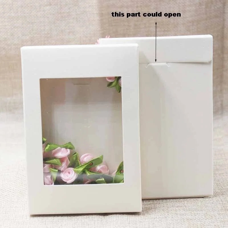 10-Pack Window Paper Gift Boxes – Cake & Muffin Packaging Gift Packaging Box Axl White 12.5x8.5x1.5cm