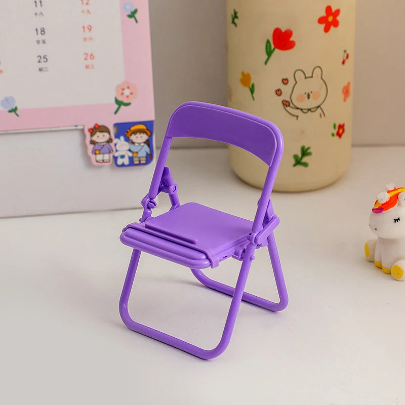 Mini Chair Phone Stand – Cute Portable Folding Desktop Holder Phone Stand Axl Purple