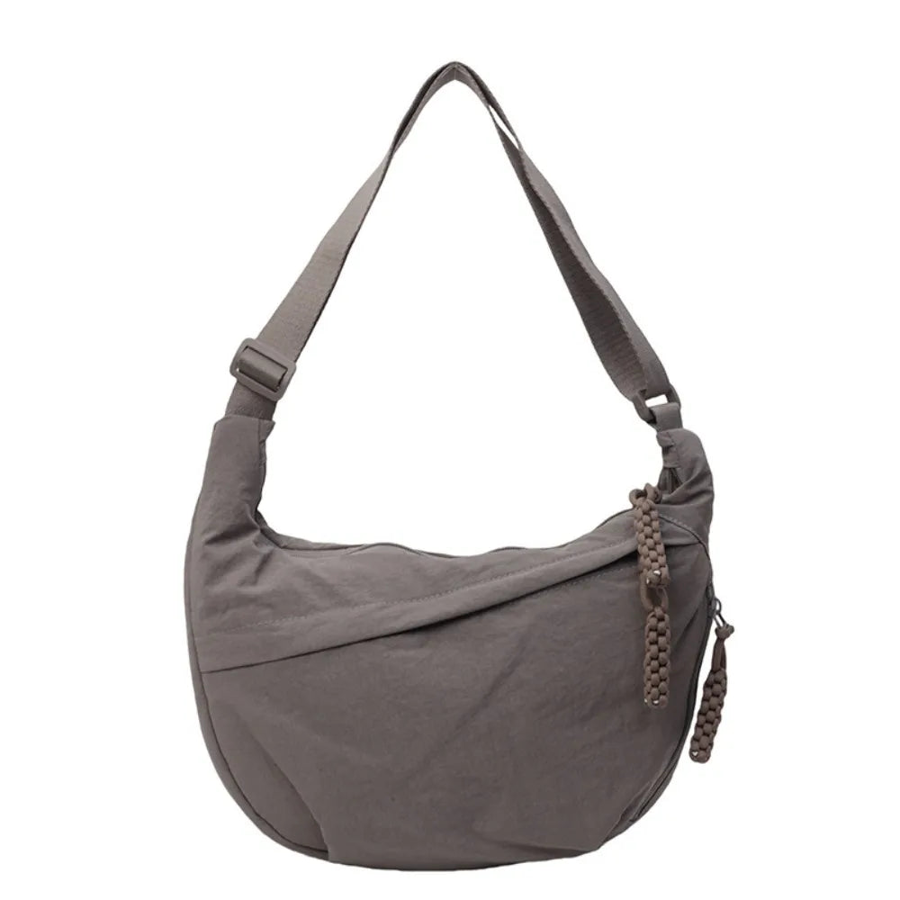 Large Canvas Crossbody Bag – Lightweight Dumpling Shoulder Bag Canvas Crossbody Bag Axl Gray