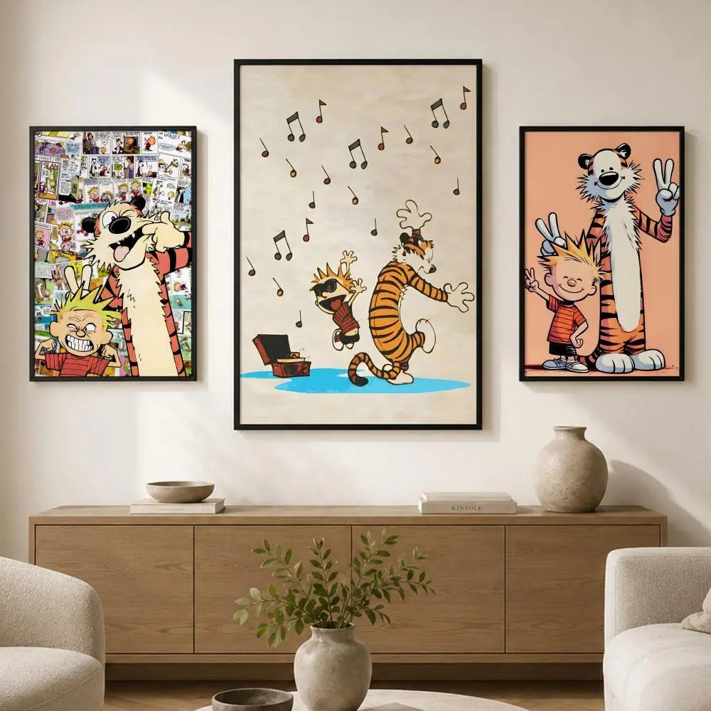 Calvin & Hobbes Waterproof PVC Wall Poster – Peel & Stick HD Art Wall Art Poster Axl