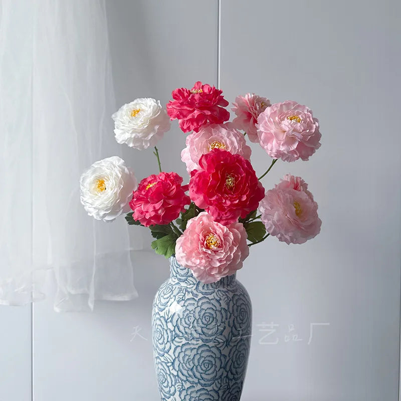 Artificial Peony Flower Branch 3-Head 64cm | Wedding Home Decor Artificial Flower Branch Axl