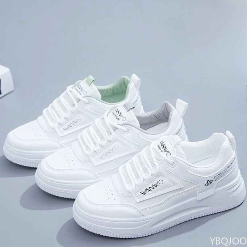 YBQJOO Women's Casual Lace-Up Sneakers – White Comfort Shoes Women's Sneakers Axl