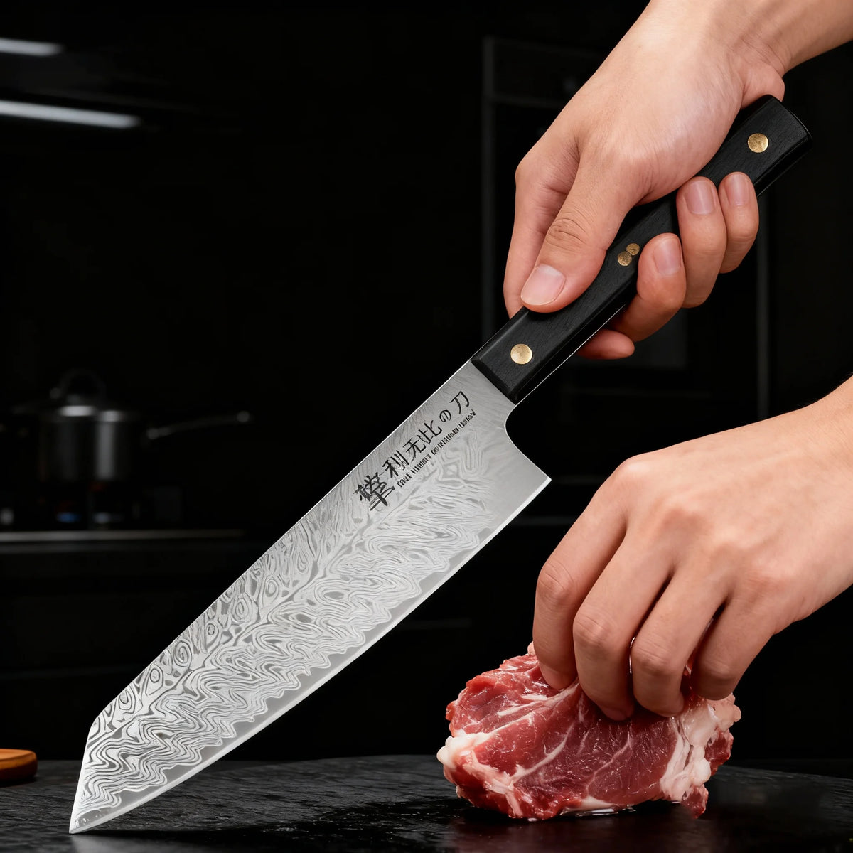 Damascus Kitchen Knife – Japanese Stainless Steel Petty Knife Damascus Kitchen Knife Axl