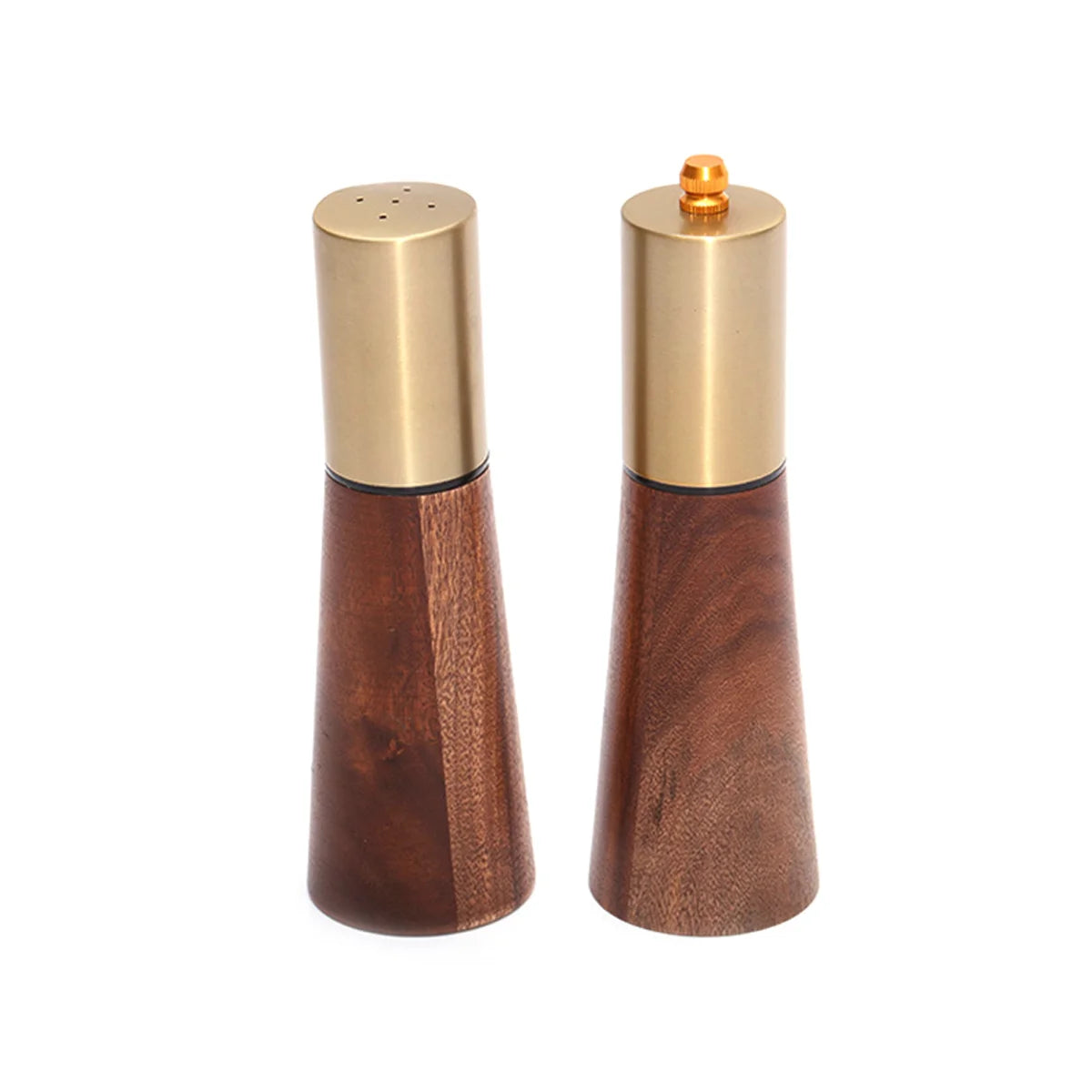 Leeseph 2PC Acacia Wood Salt & Pepper Grinder Set | Ceramic Core Salt & Pepper Mill Set Axl Gold