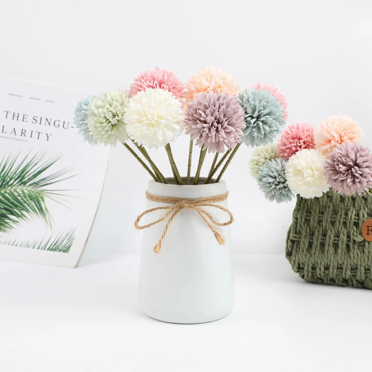 Artificial Silk Dandelion Hydrangea Bouquet – Wedding & Home Decor Artificial Flower Bouquet Axl