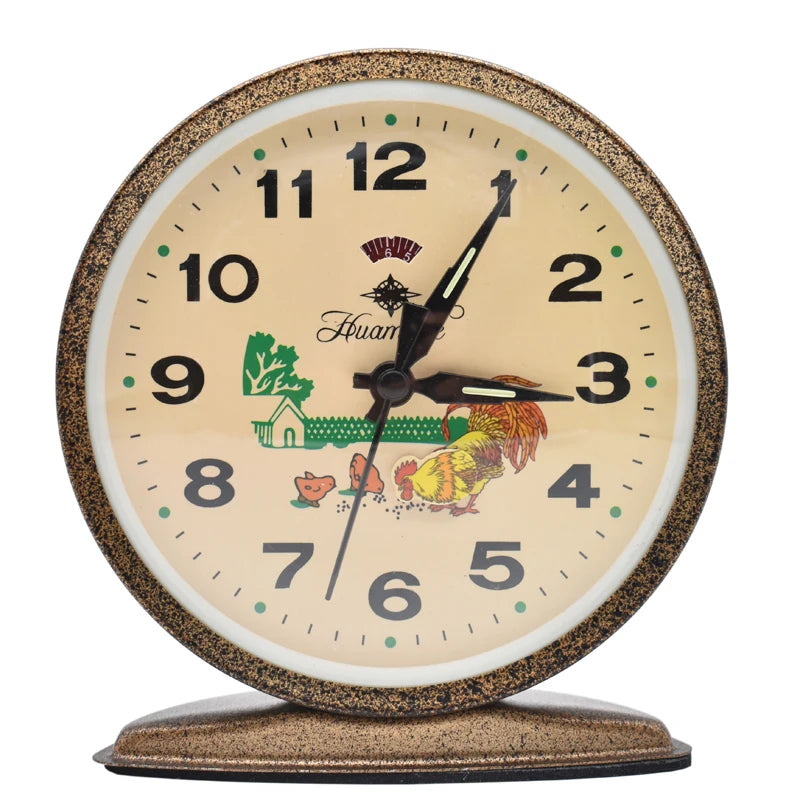 Retro Mechanical Alarm Clock – Metal Desk Clock with Chicken Mechanical Alarm Clock Axl Dark Khaki