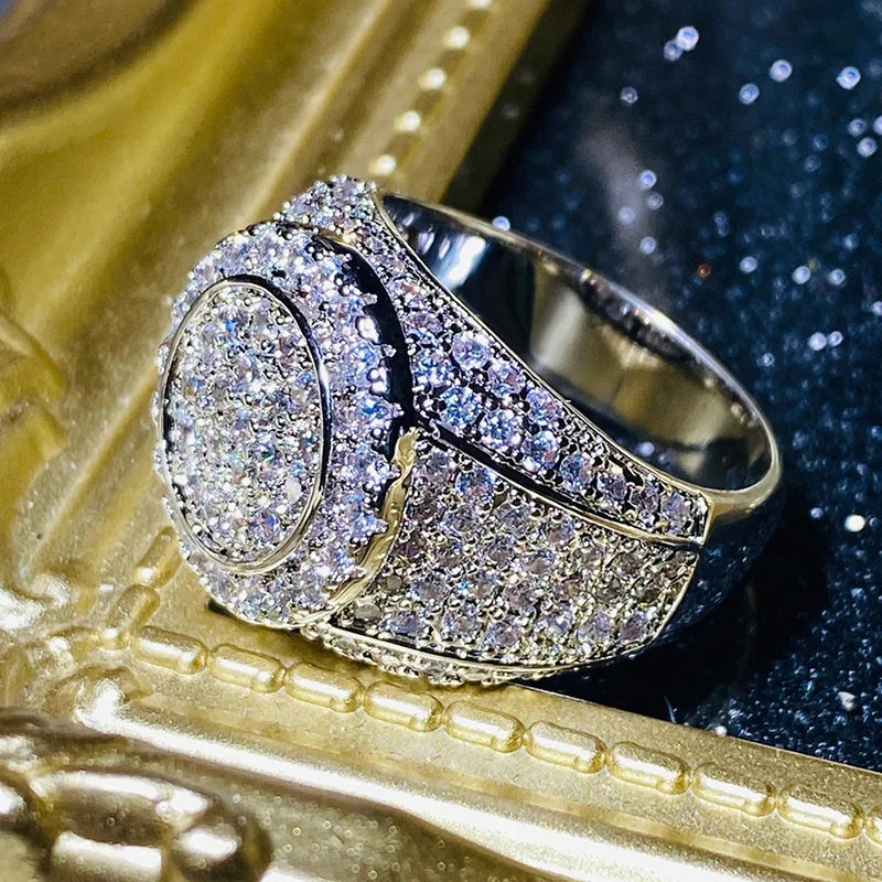 Huitan Women's Cubic Zirconia Pave Ring – Sparkling Party Band Fashion Ring Axl