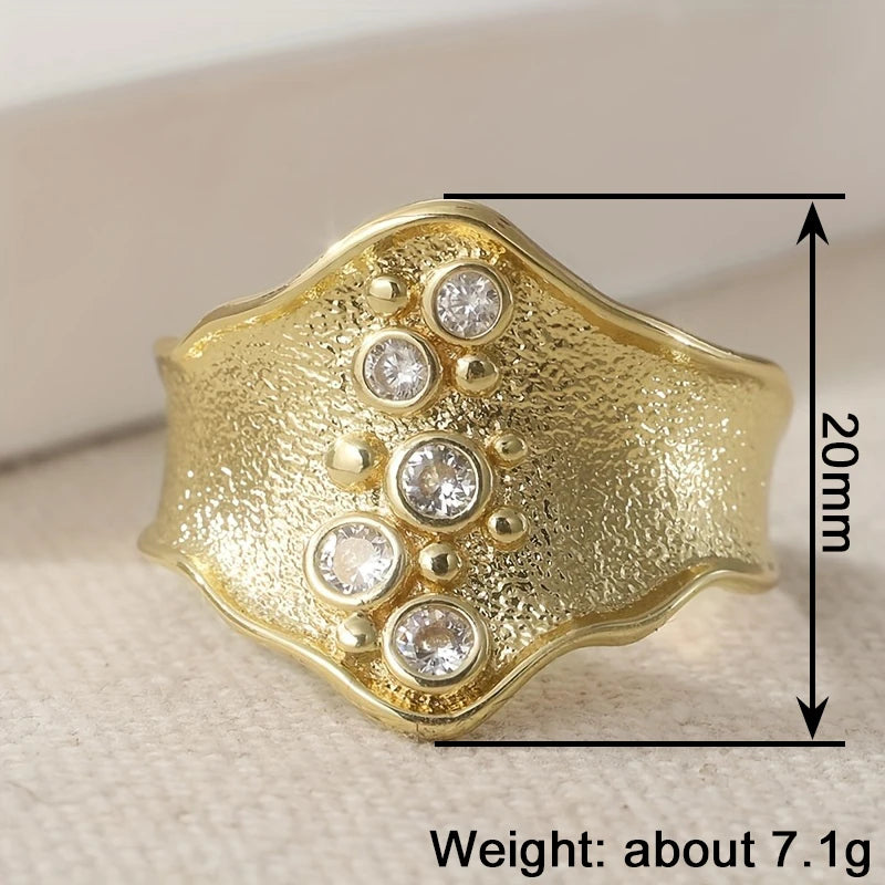 Huitan Wave Ring Cubic Zirconia – Women's Fashion Ring Fashion Ring Axl