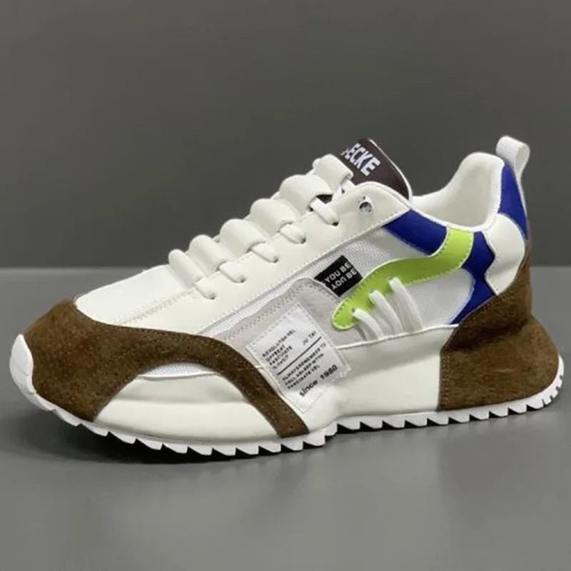 Lorilury Men's Platform Sneakers Lace-Up Sport Shoes Plus Size Men's Platform Sneakers Axl White 46