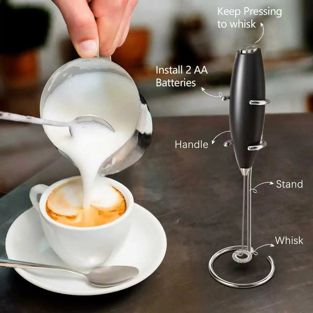 Handheld Milk Frother Wand – Battery Operated Drink Mixer Milk Frother Wand Axl
