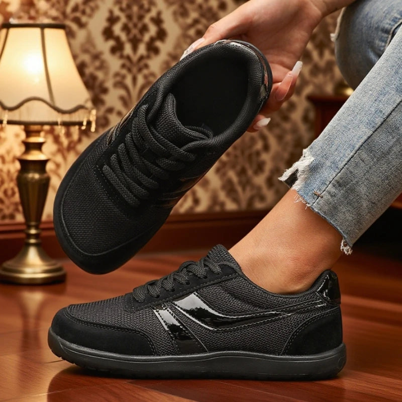 Women's Wide Toe Barefoot Sneakers – Breathable Canvas Flat Shoe Canvas Sneakers Axl All Black 44