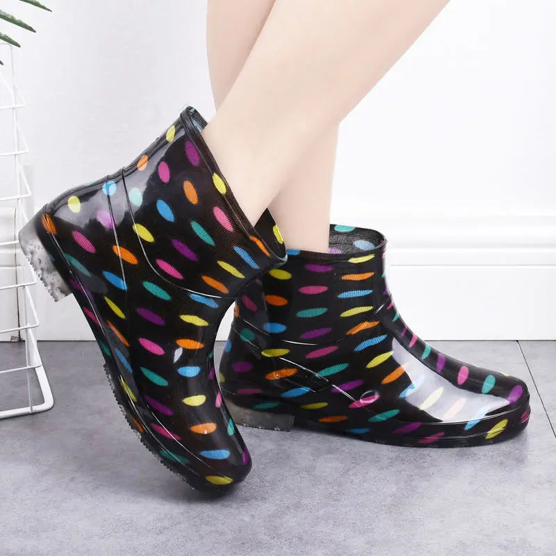Lorilury Women's Non-Slip PVC Ankle Rain Boots | Galoshes Women's Rain Boots Axl