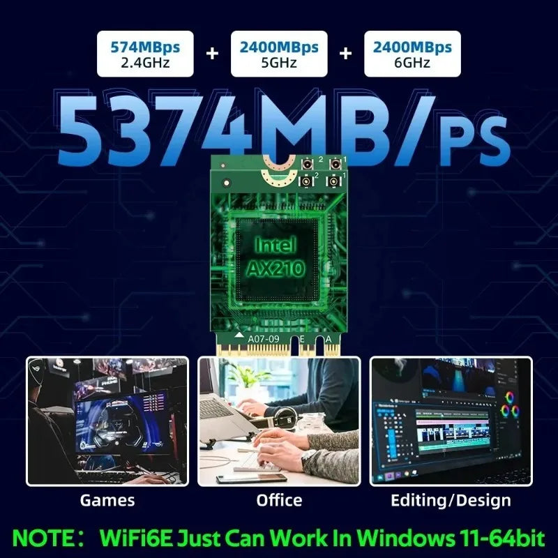 WiFi 6E AX210NGW NGFF Adapter Bluetooth 5.3 Tri-Band 5374Mbps Wireless Network Adapter Axl