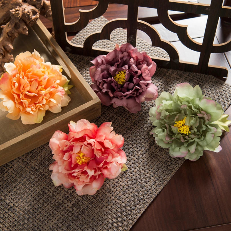 10 Pcs Silk Artificial Peony Flower Heads – Wedding & Home Decor Artificial Flower Heads Axl