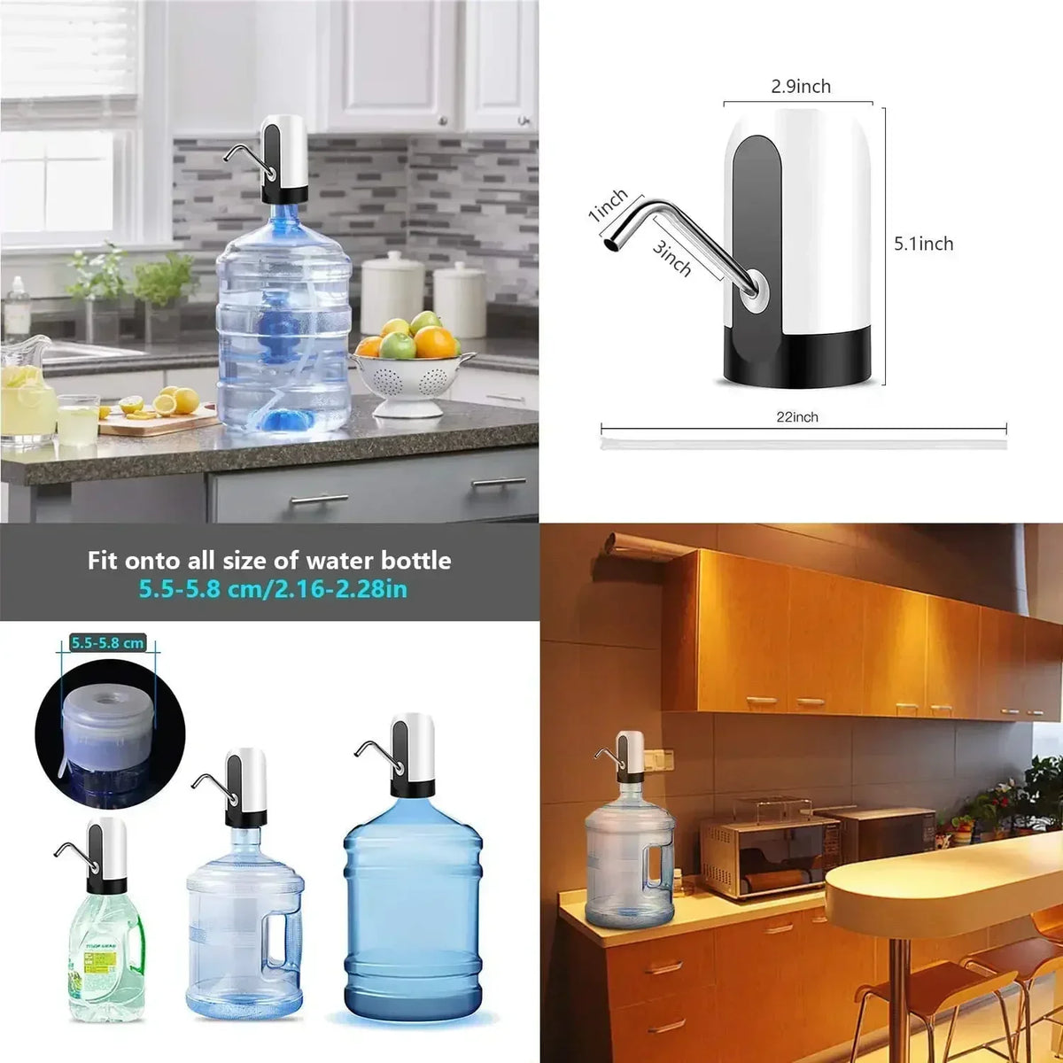 USB Rechargeable Electric Water Pump Dispenser – BPA Free Water Pump Dispenser Axl