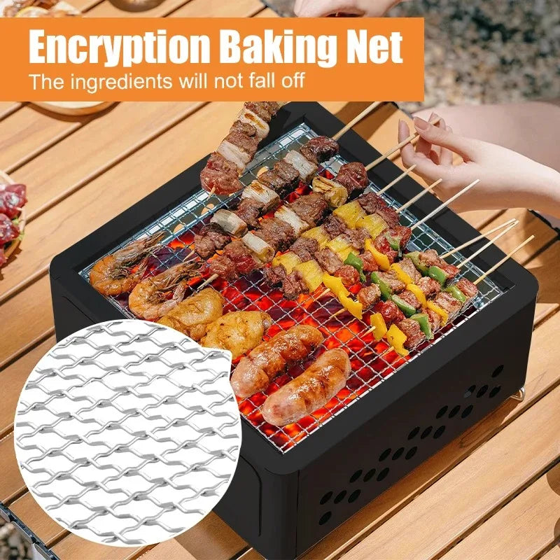 Portable Charcoal BBQ Grill – Non-Stick Stainless Steel Brazier Charcoal BBQ Grill Axl