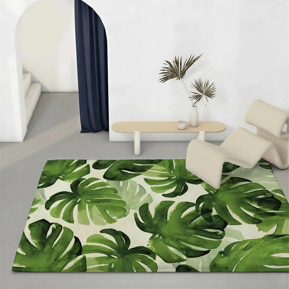 Psychedelic Leaf Flannel Floor Mat – Non-Slip Soft Indoor Rug Flannel Floor Mat Axl White1 40x60cm