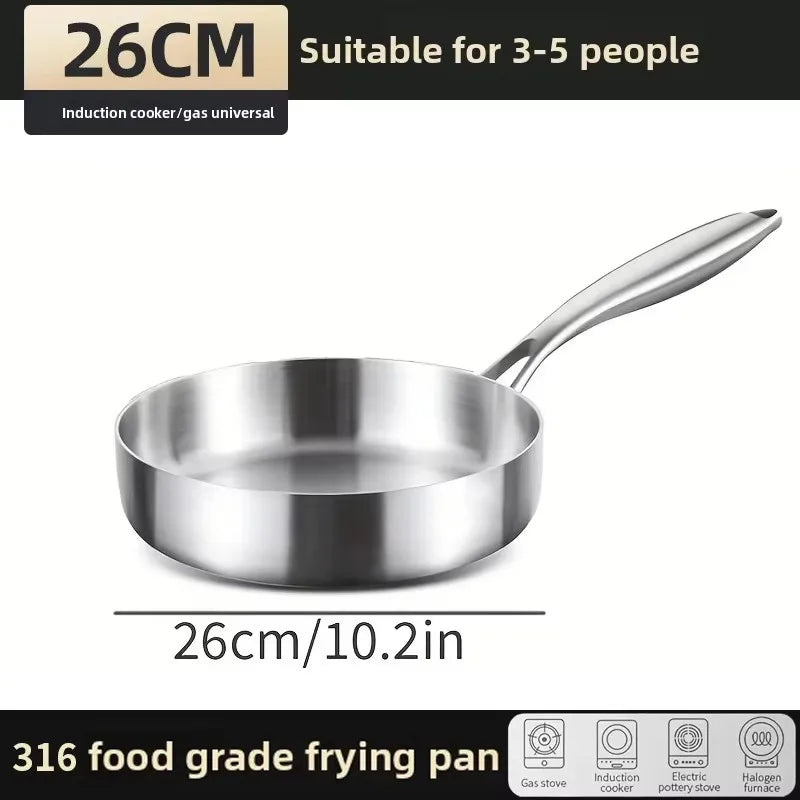 KEMORELA 316 Stainless Steel Wok Frying Pan | Gas & Induction Stainless Steel Wok Axl 26cm