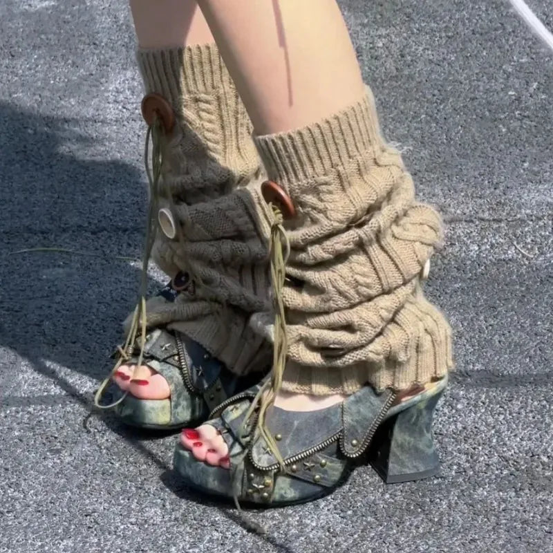 Y2K Star Rivet Denim Platform Sandals – Peep Toe Slingback Heels Platform Sandals Axl