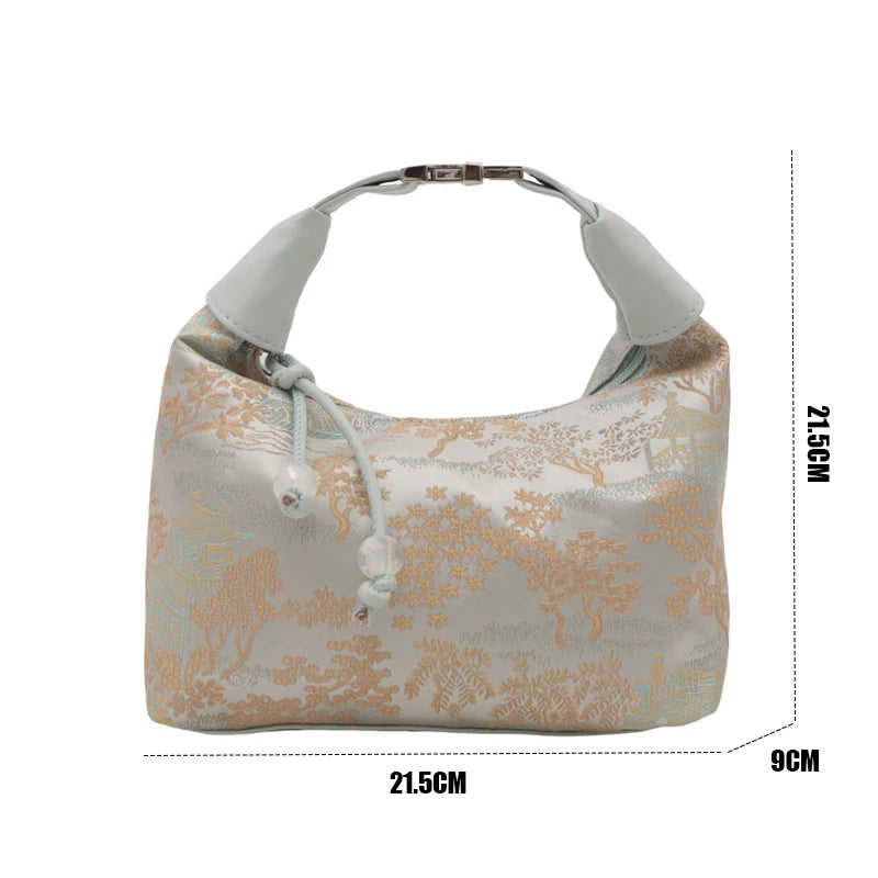 Chinese Embroidery Canvas Tote Bag | Women's Shoulder Crossbody Embroidery Canvas Handbag Axl