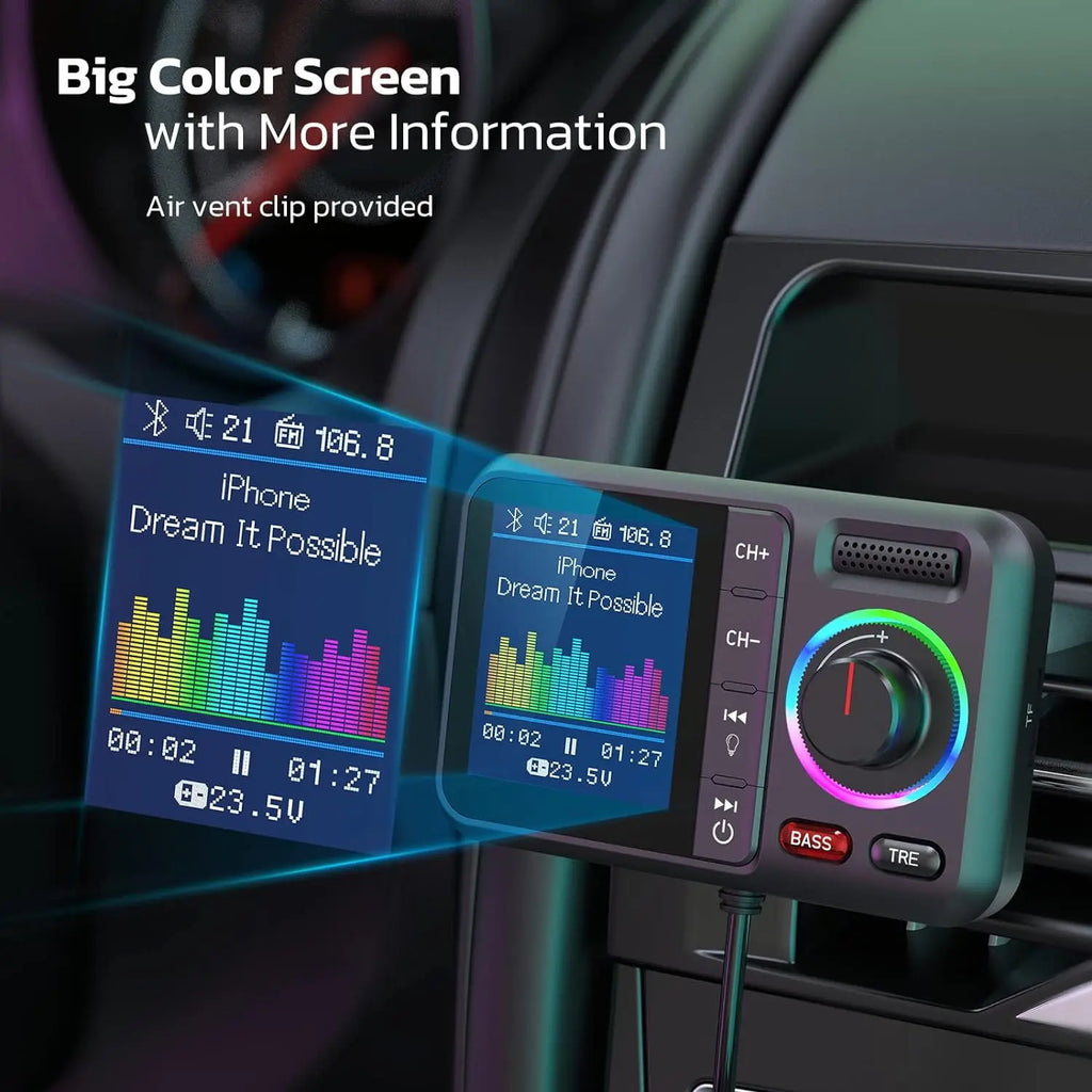 Wireless FM Transmitter Car Adapter – Dual USB QC3.0 Fast Charging FM Transmitter Adapter Axl