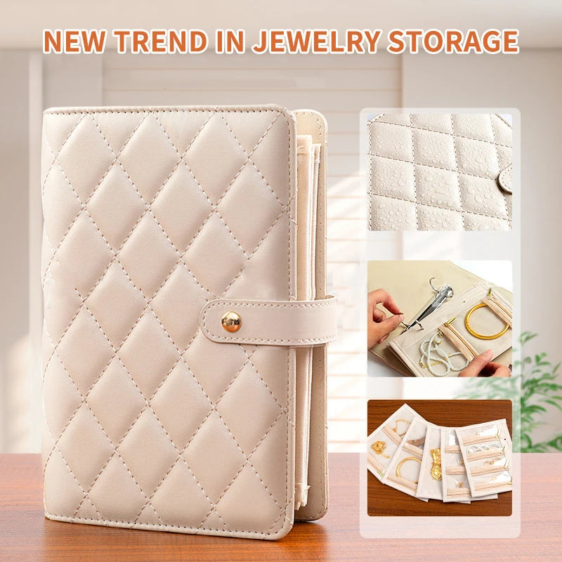 PU Leather Jewelry Storage Book – Zipper Binder & Clear Pockets Jewelry Storage Organizer Axl