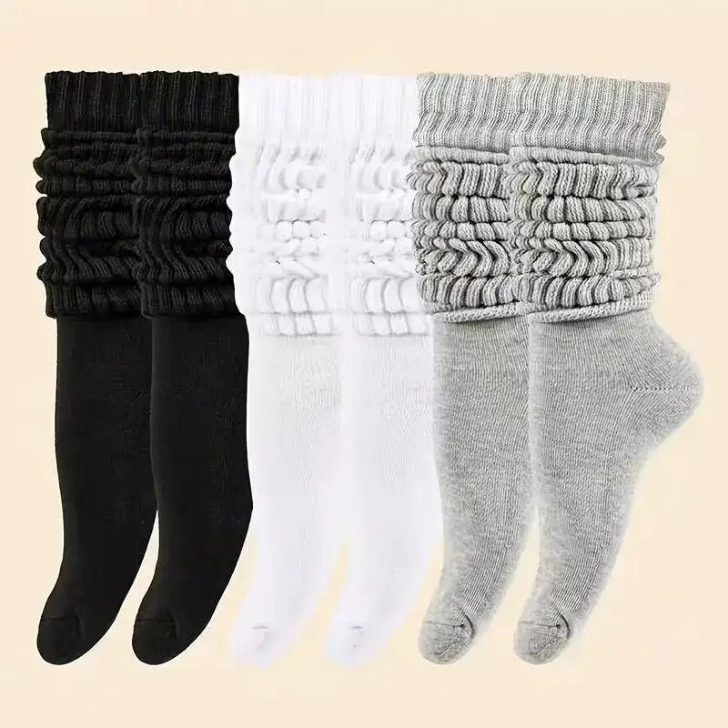 3 Pairs Women's Pleated Bubble Socks – Lolita Mid-Length Fashion Socks Axl One Size 3 pairs mix
