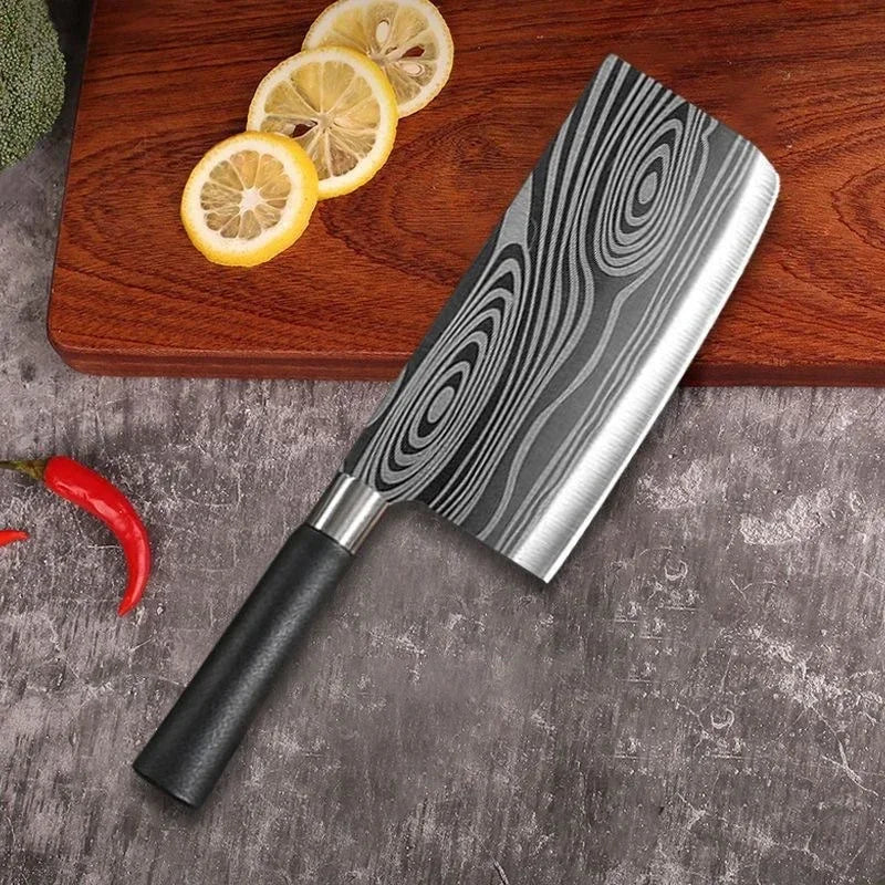 Damascus Pattern Chef Knife Set with Scissors & Sharpening Rod Kitchen Knife Set Axl
