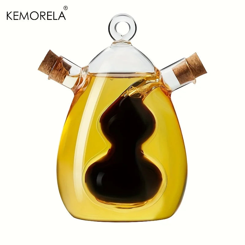 KEMORELA 2-in-1 Glass Oil & Vinegar Dispenser Bottle 350ml Oil & Vinegar Dispenser Axl 1PCS