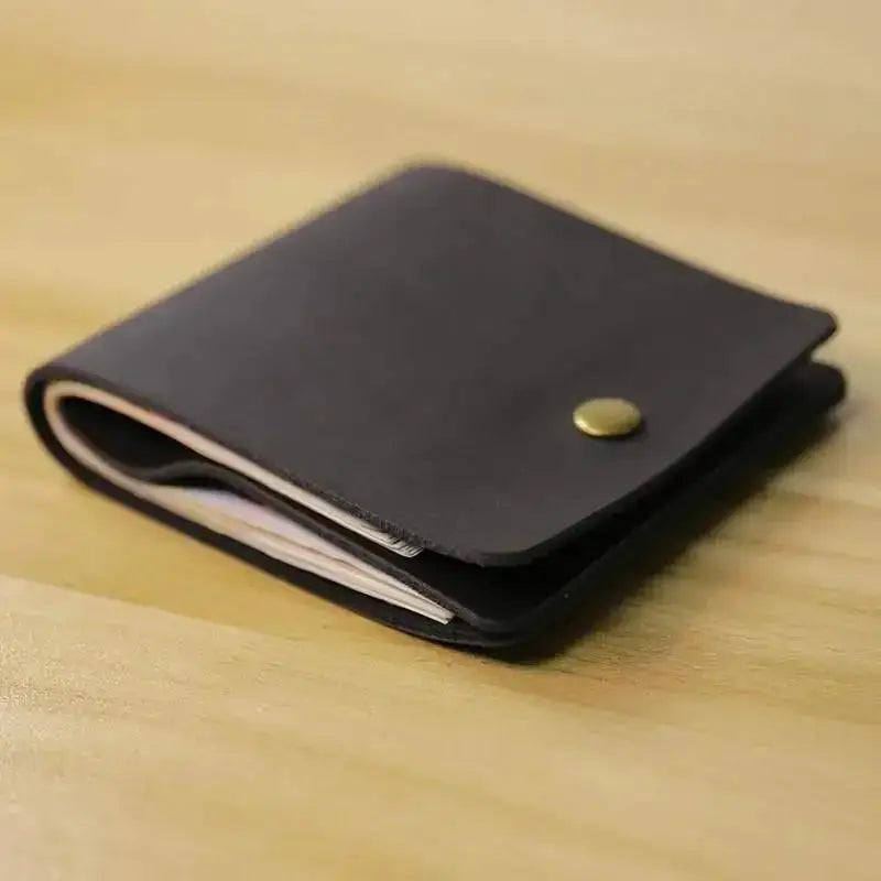 Retro Minimalist Bifold Genuine Leather Card Wallet | Men & Women Leather Bifold Wallet Axl
