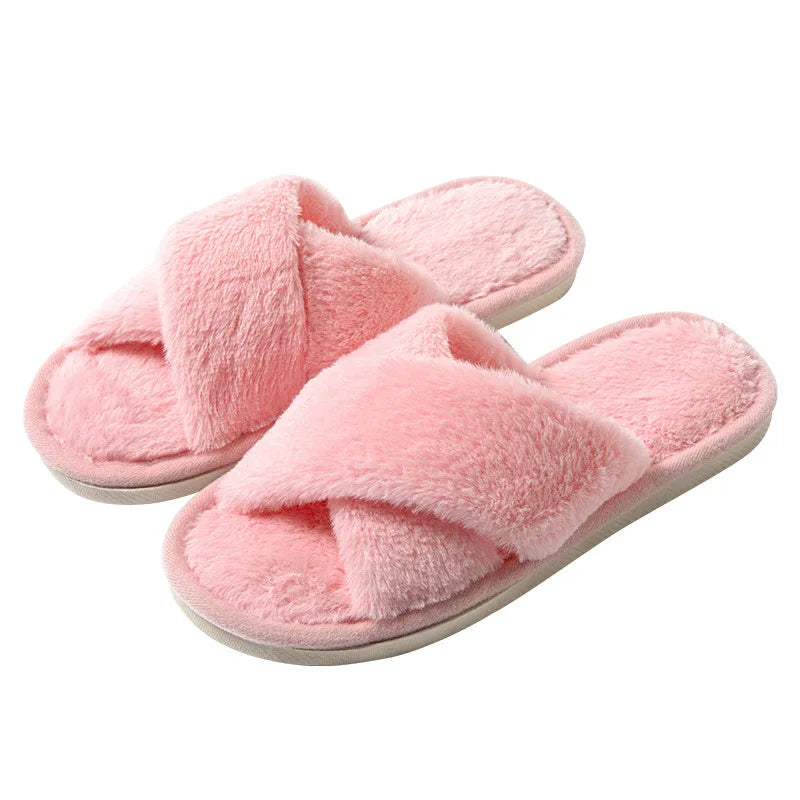 Women's Fuzzy Open Toe House Slippers – Soft Plush Terry Cloth Women's House Slippers Axl