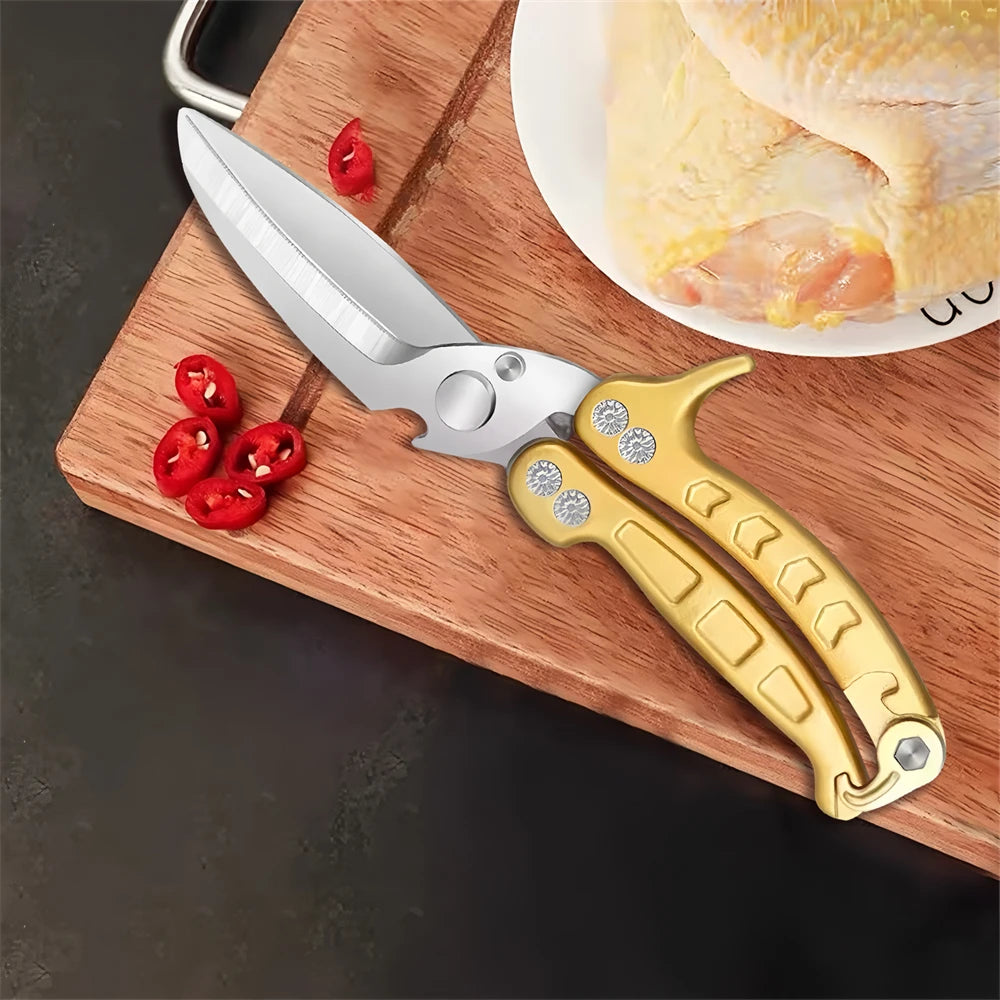 Multi-Functional Kitchen Scissors – Heavy Duty Chicken Bone Shears Kitchen Shears Axl Scissors-Golden