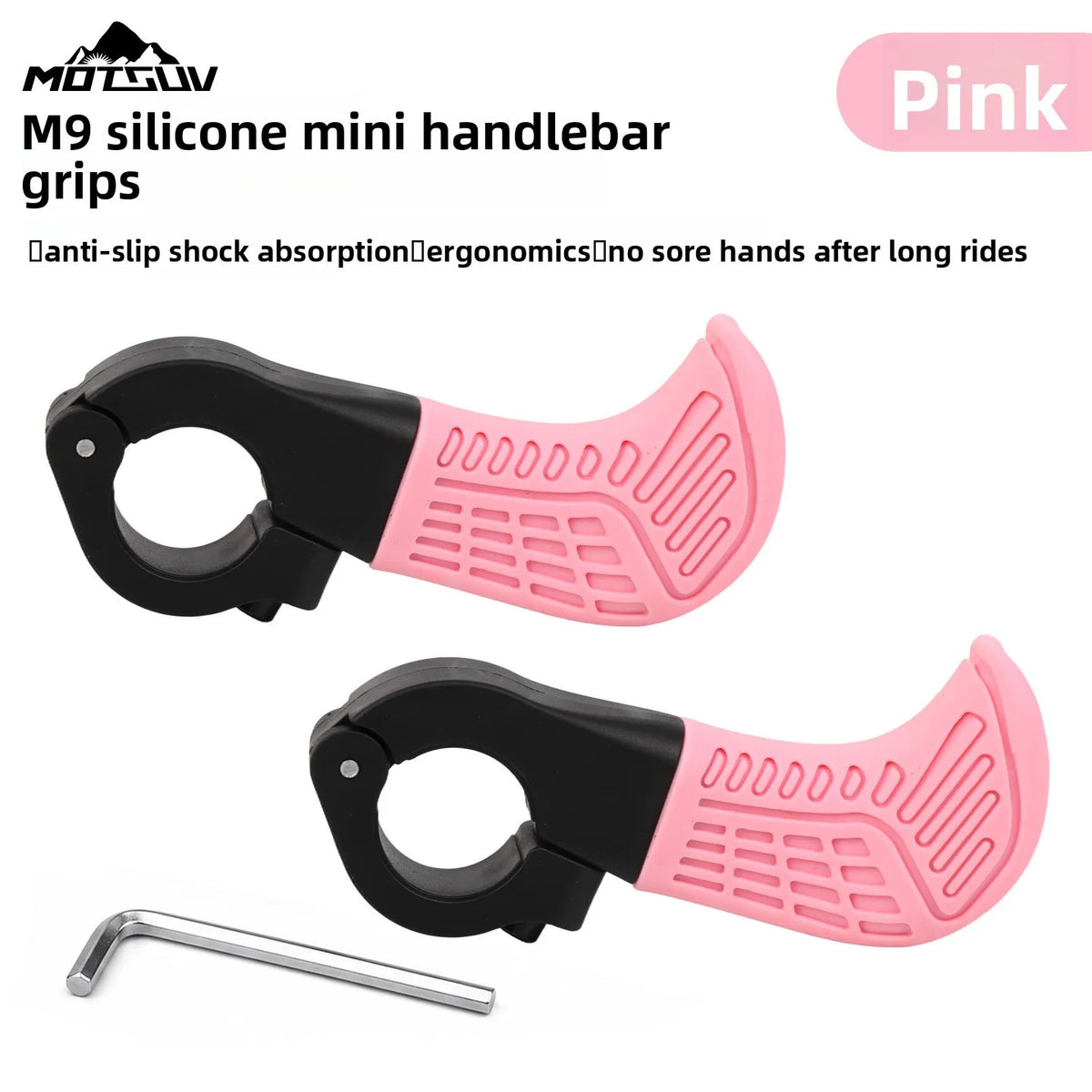Silicone Mini Bar Ends – Anti-Slip Lock-On Bicycle Grips Bicycle Bar Ends Axl Pink