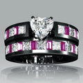 Huitan Punk 2-Piece CZ Ring Set – Y2K Black Stacking Rings CZ Stacking Ring Set Axl Q750 8