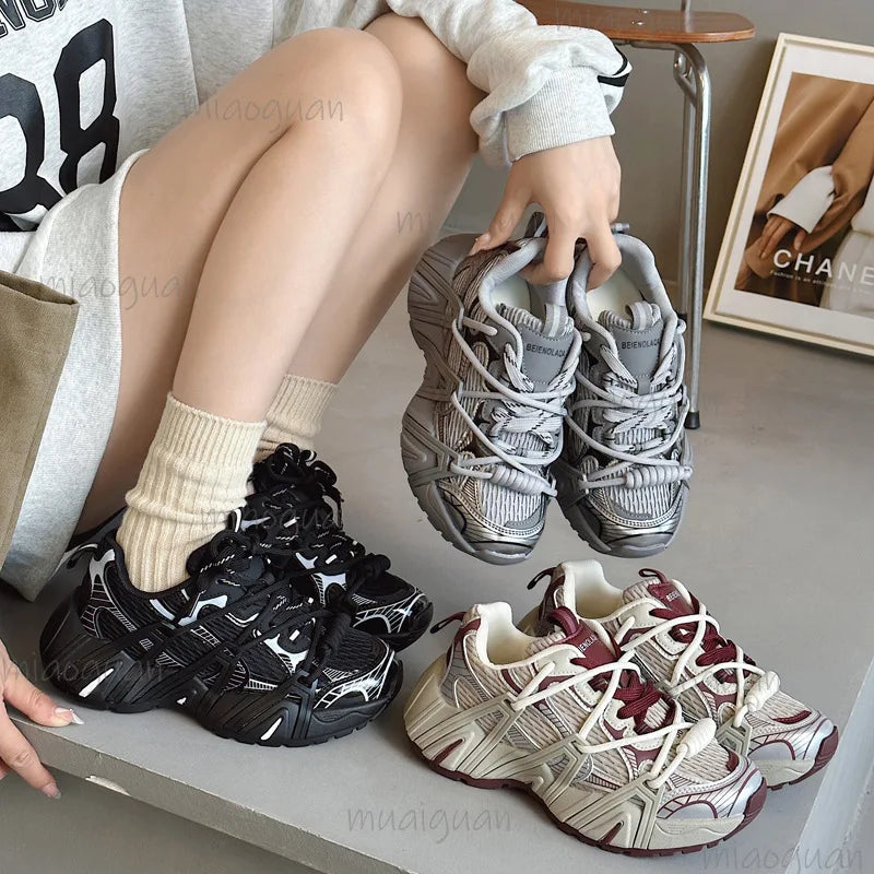 Women's Chunky Platform Sneakers – Breathable Mesh Casual Shoes Chunky Platform Sneakers Axl