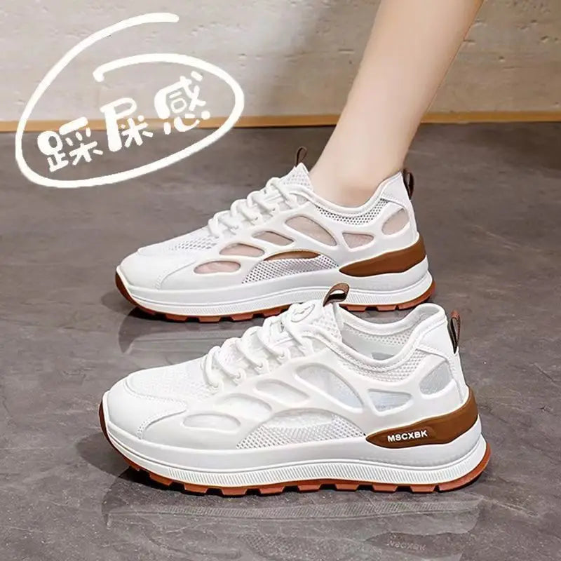 Women's Breathable Mesh Platform Sneakers – Lace-Up Running Shoe Platform Sneakers Axl