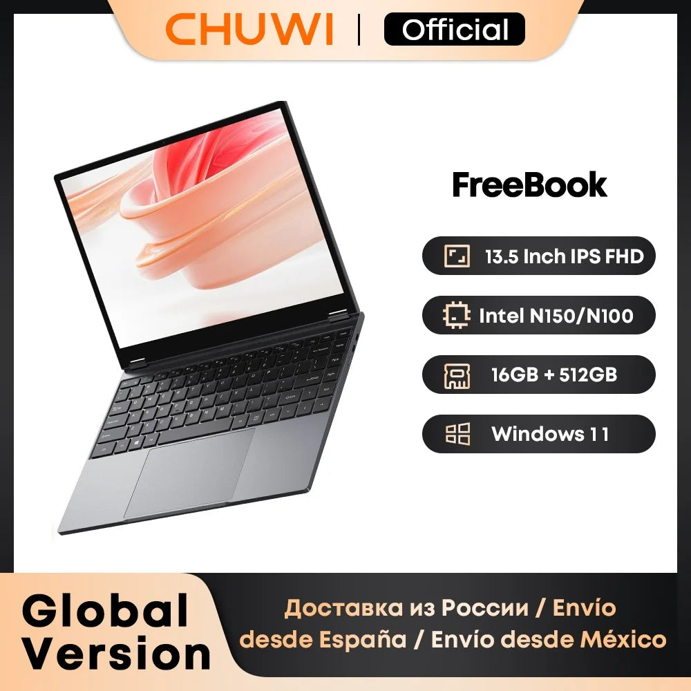 CHUWI FreeBook 2-in-1 Laptop 13.5" Touch Intel N150 512GB SSD 2-in-1 Laptop Axl 16G 512G Laptop N150 US|Germany