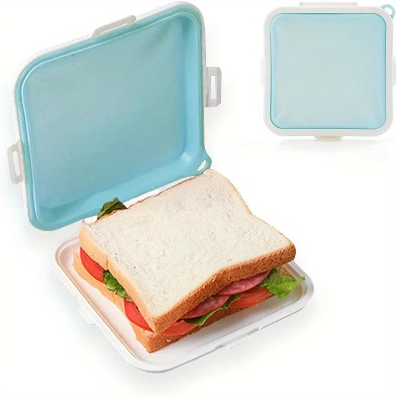 Silicone Sandwich Container – BPA-Free Snap Lid Food Storage Box Silicone Food Container Axl Blue 1 1