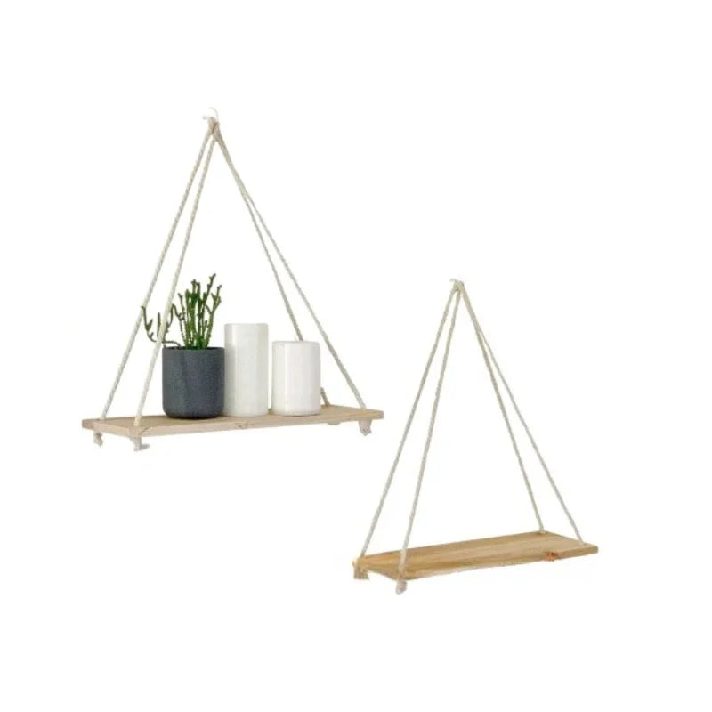 Boho 2-Piece Floating Wood Wall Shelves for Plants & Decor Floating Wall Shelves Axl