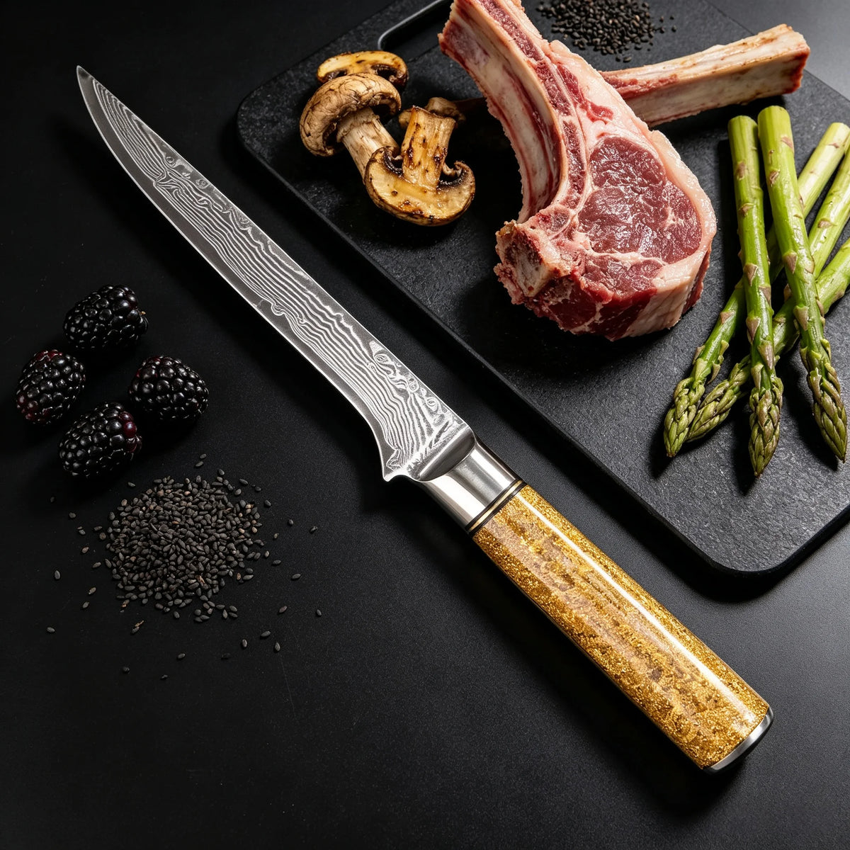 67-Layer Damascus Steel Chef Knife – Boning & Slicing Damascus Chef Knife Axl