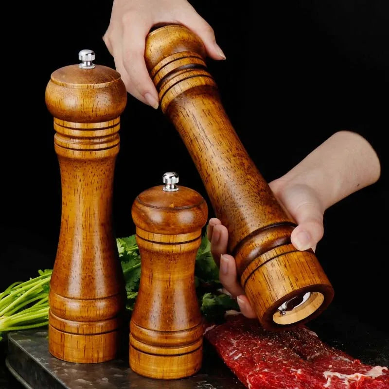 Oak Wood Pepper & Spice Mill Grinder Set – Ceramic Core Spice Mill Grinder Set Axl