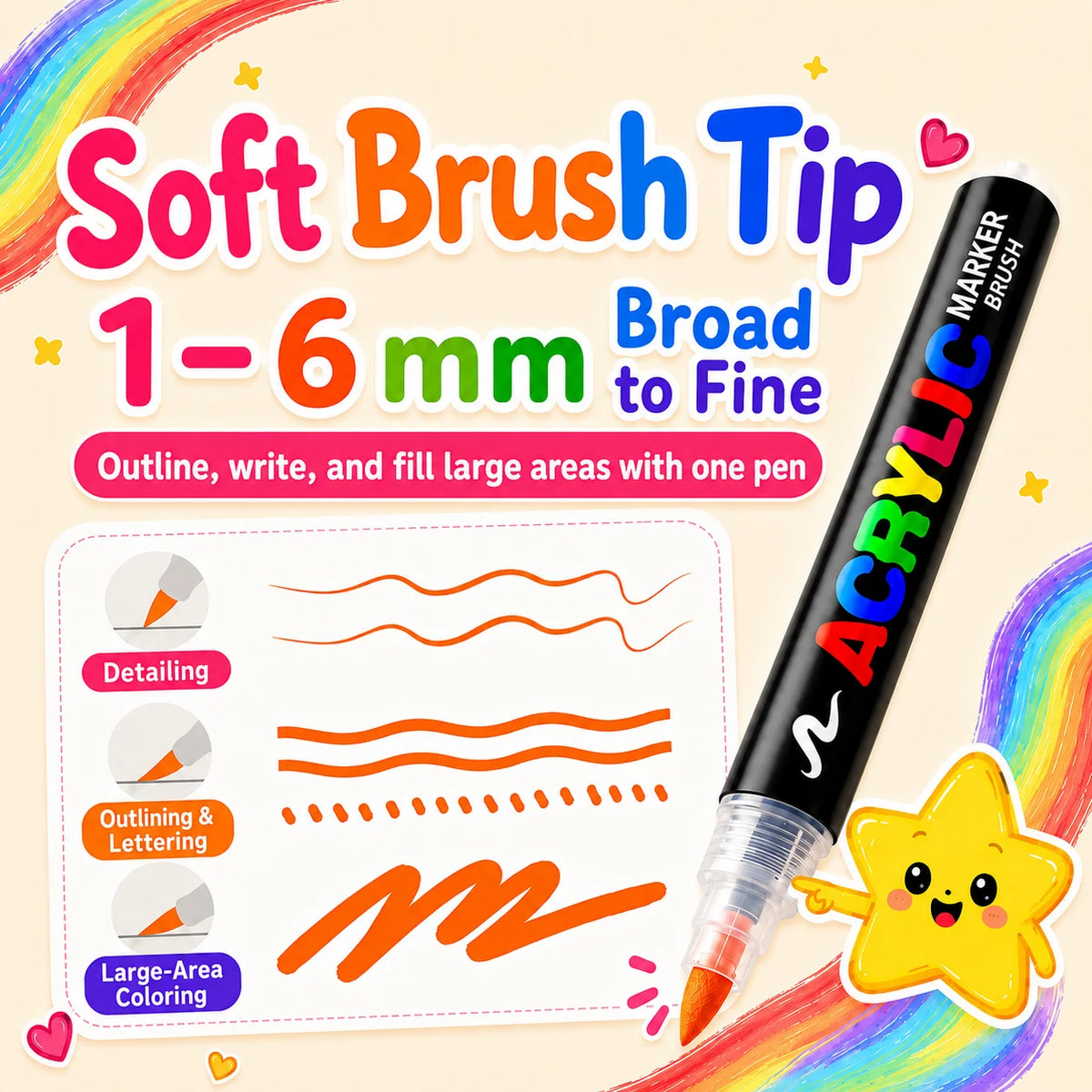 Acrylic Paint Pens 12–60 Colors | Brush Tip Markers for DIY Acrylic Paint Markers Axl