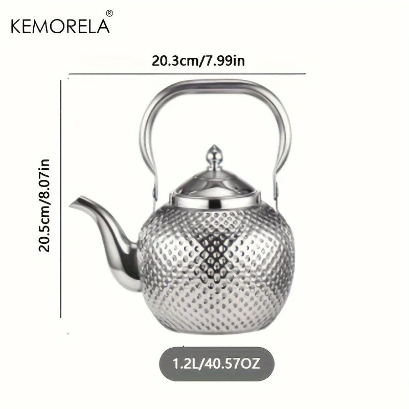KEMORELA Stainless Steel Tea Kettle with Filter 1.2–2L Stovetop Tea Kettle Axl Silvery 1.2L