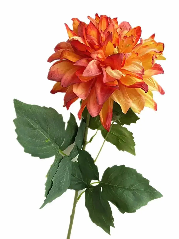 Artificial Silk Dahlia Flower Branch 65cm – Multi-Petal Stem Artificial Flower Branch Axl Orange