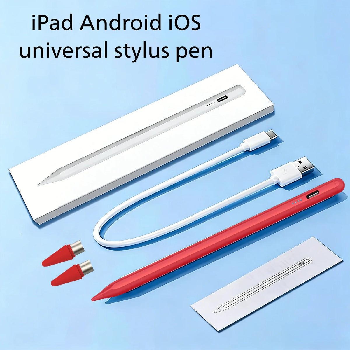 Universal Stylus Pen with Power Display – iPad, Tablet & Phone Tablet Stylus Pen Axl ZP4-Red-01